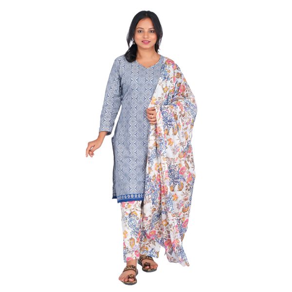 3PIECE PATIALA SET WITH DOPATTA LIGHTBLUE