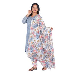 3PIECE PATIALA SET WITH DOPATTA LIGHTBLUE