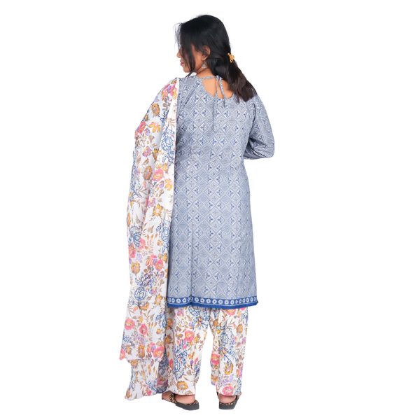 3PIECE PATIALA SET WITH DOPATTA LIGHTBLUE - Image 3