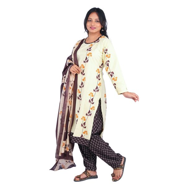 3PIECE PATIALA SET WITH DOPATTA FLOWREL PRINTED