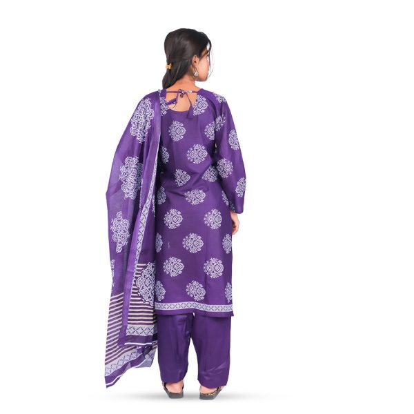 Purple Printed 3-Piece Patiala Set - Image 3