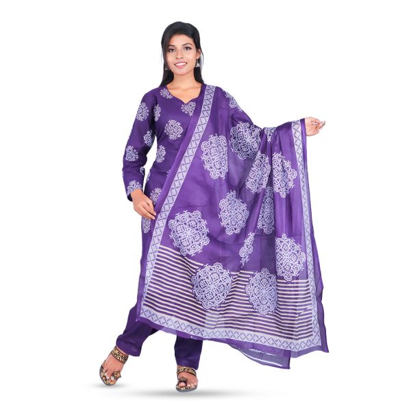 Purple Printed 3-Piece Patiala Set